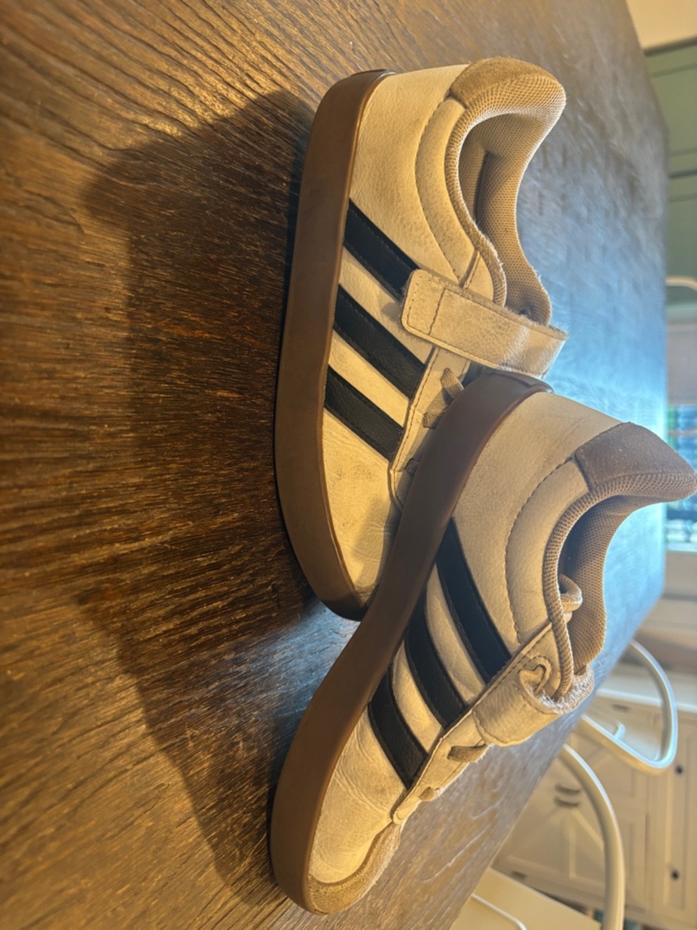 adidas Kids Cream Sneakers with Black Stripes